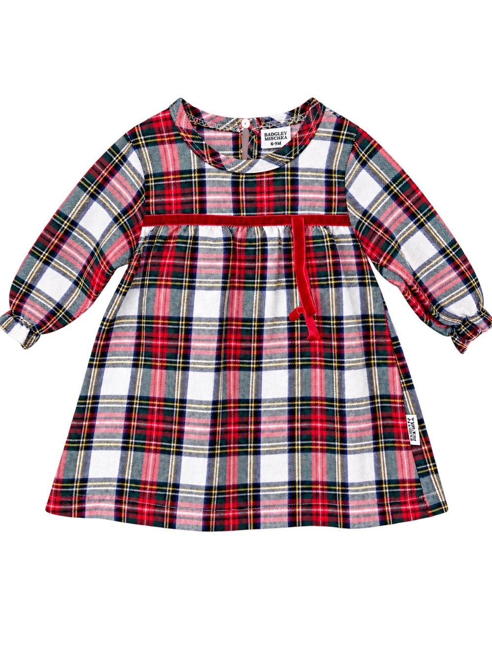 Badgley Mischka Baby Girl Tartan Plaid Holiday Dress 6-9M Christmas
